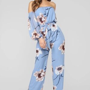 Fashion Nova - Dusty Blue jumpsuit